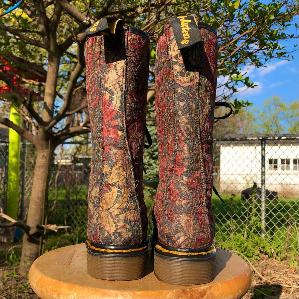 Rare 80s Dr. Martens 14 Eye Rainbow Paisley Lace Boots - Picture 3 of 16